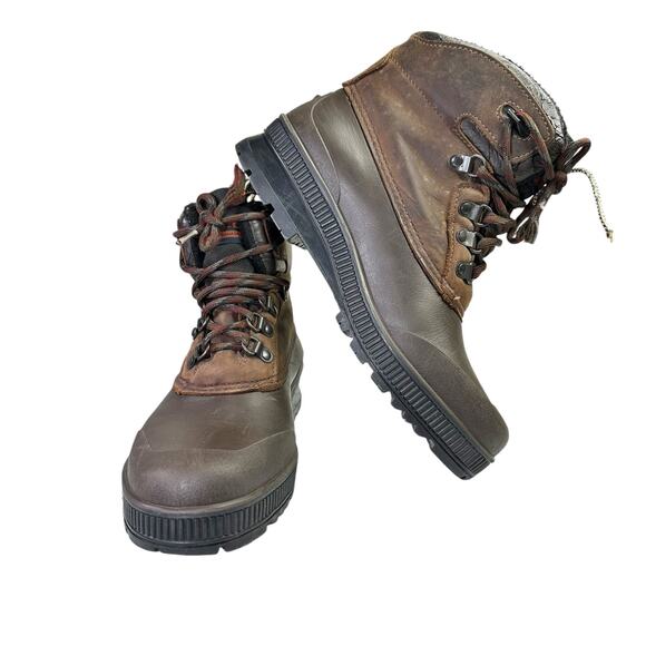 Sorel Kaufman Brown Leather Short Ankle Winter Felt Liner Boots Women 10 - Picture 2 of 8